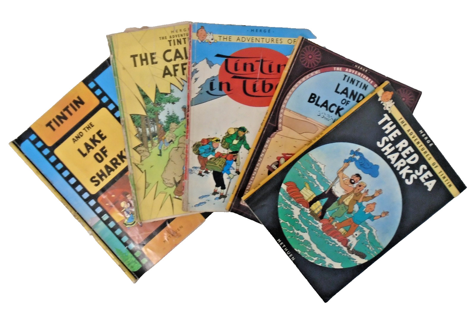 5 x 1970’s Vintage Tintin Books Methuen Paperbacks C120 B111