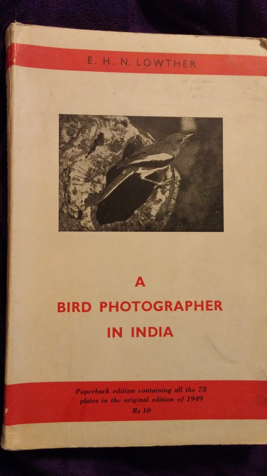 A Bird Photographer in India by EHN Lowther SC First Paperback Edition