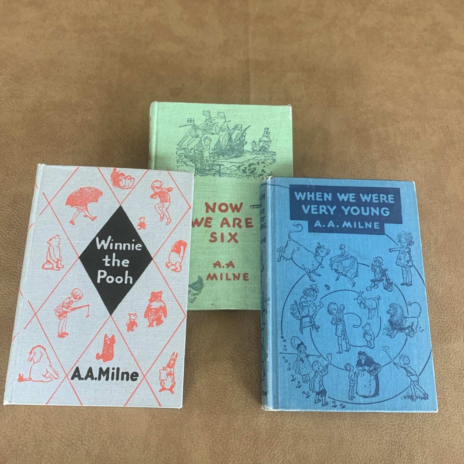 3- 1950 A A Milne Books Winnie the Pooh, Now We Are 6, When We Were Very Young