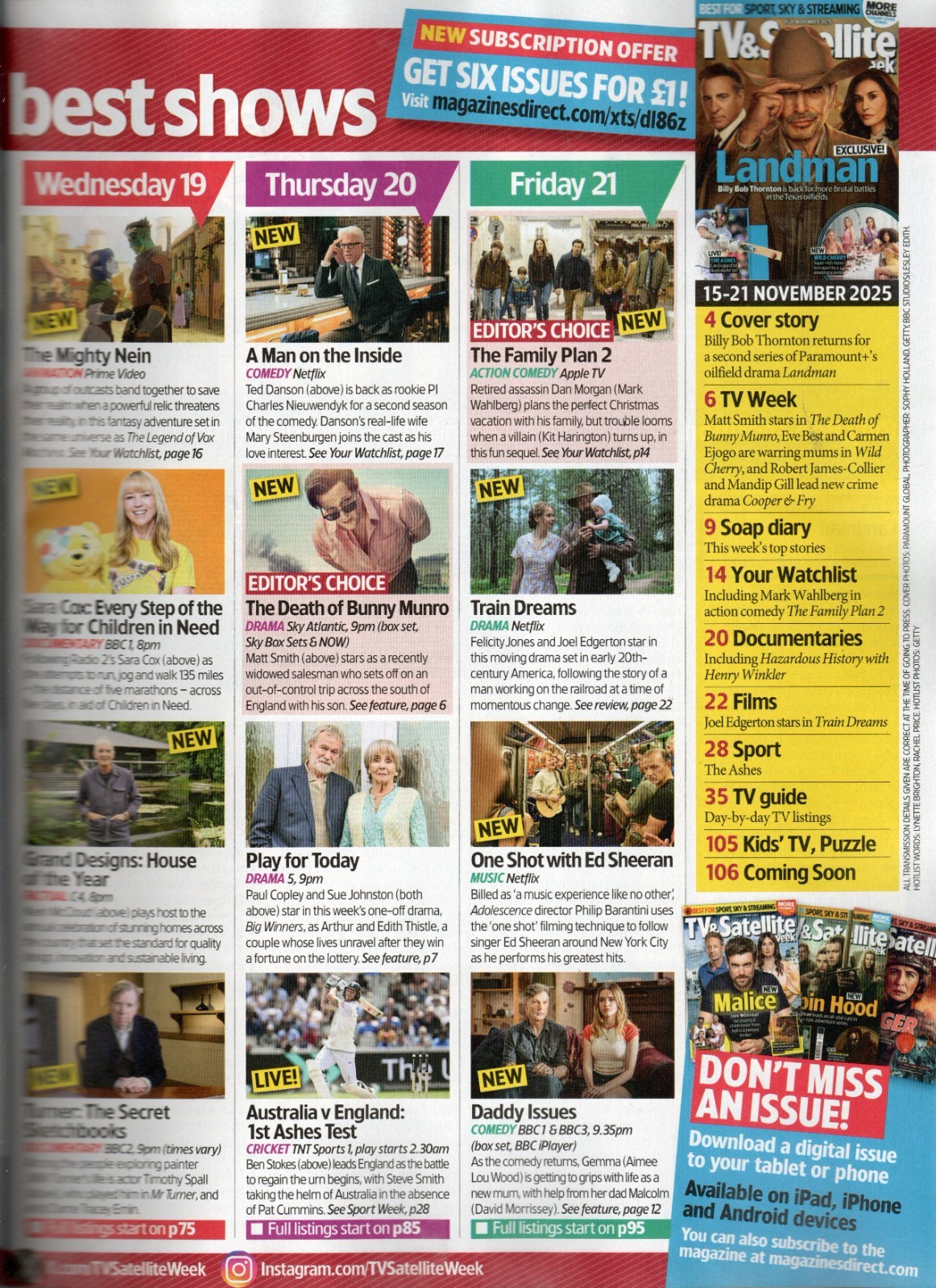 TV & Satellite Week Magazine November 15 – 21 2025 – Landman, Billy Bob Thornton