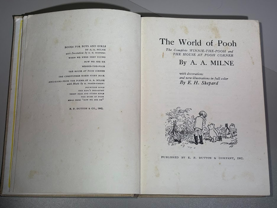 Vintage 1957 The World Of Pooh, A.A. Milne, Color Illustrated E.H. Shepard, HC