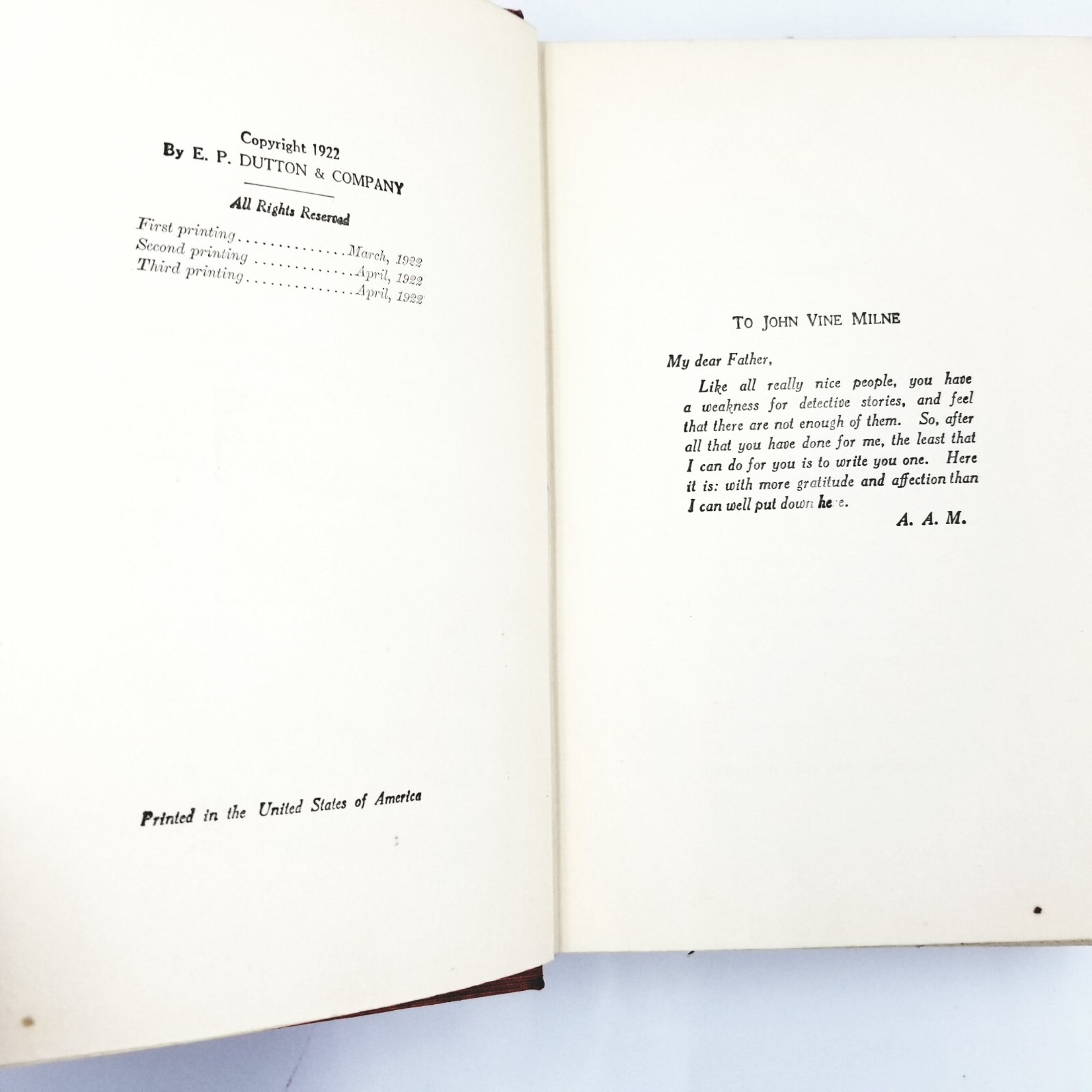 The Red House Mystery by A.A. Milne – 1922 First Edition Third Printing
