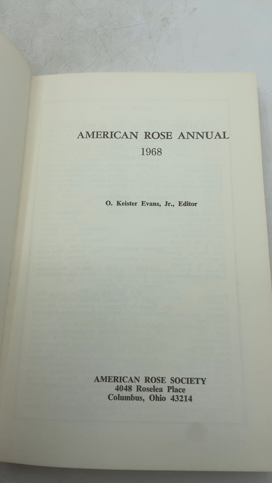 American Rose Annual 1968 O. Keister Evans, Jr., Editor Hardcover 1968